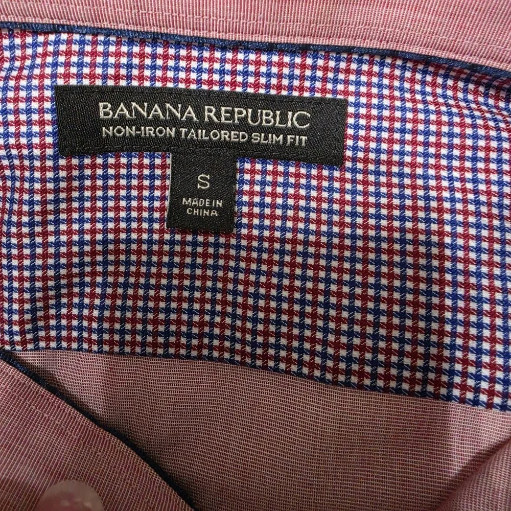 Banana Republic Shirt Adult Small Red Blue & White Plaid Button Up Long Sleeve